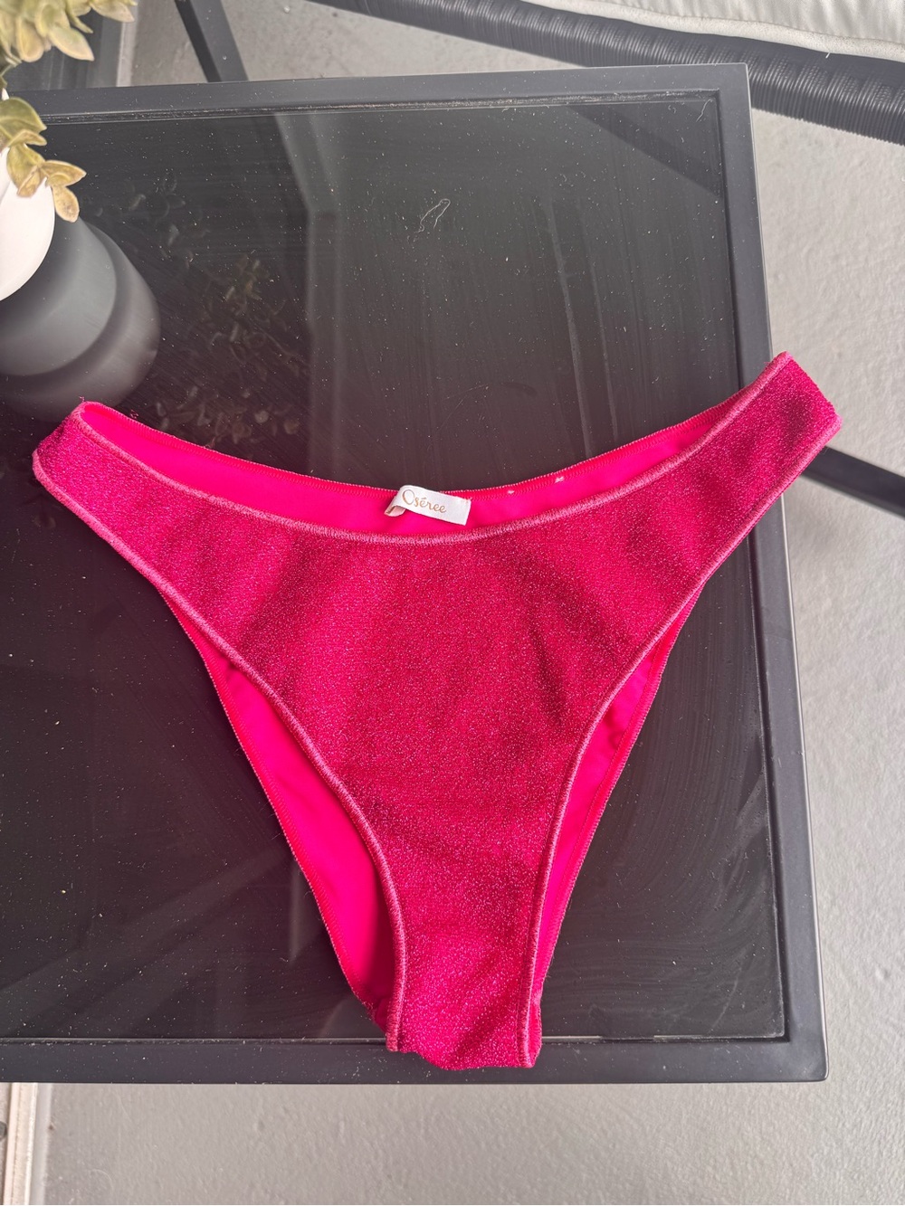 Oseree Shimmery Fuchsia/Pink Bikini Bottoms